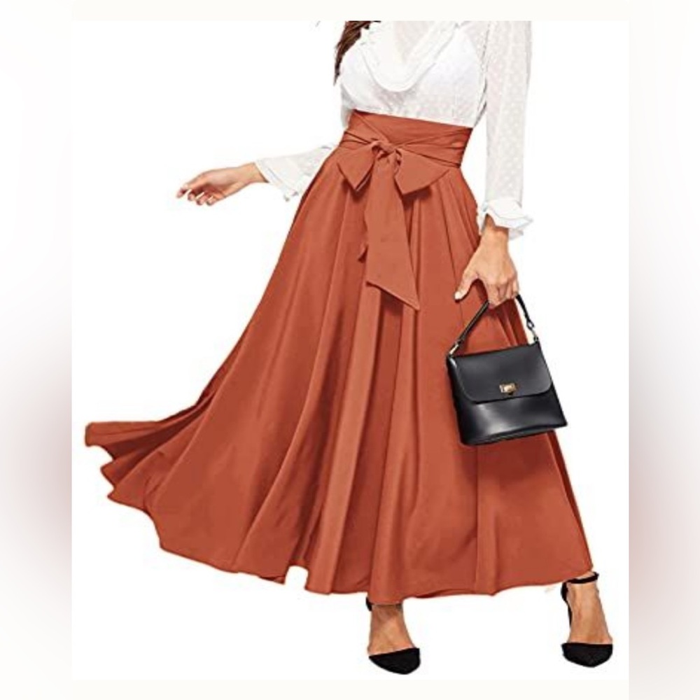 Elegant Rust A-Line Skirt